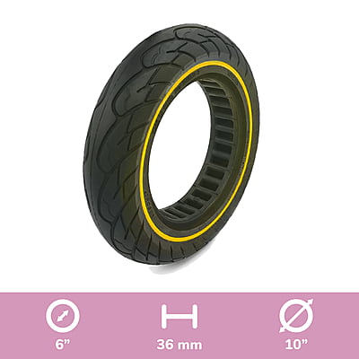 NEUMÁTICO MACIZO 10X2.125-6" 36MM COLOR AMARILLO [NEDONG]