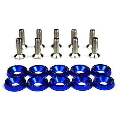 1 SET 10 TORNILLOS M6 + 10 ARANDELAS JDM COLOR AZUL