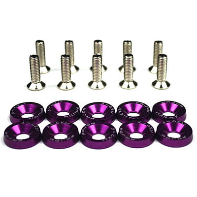 1 SET 10 TORNILLOS M6 + 10 ARANDELAS JDM COLOR MORADO